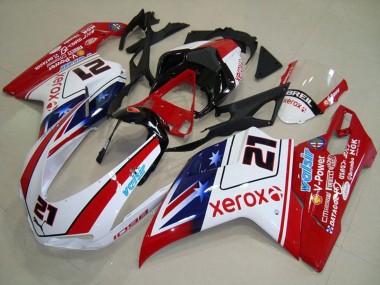 Shop 2007-2014 Ducati 1098 Motorcycle Fairings - White Red Black Blue Star Xerox 21