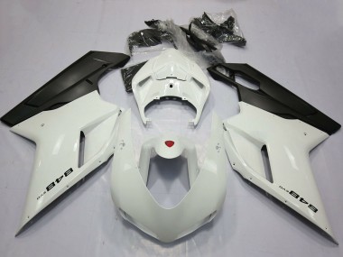 Shop 2007-2014 Ducati 848 Motorcycle Fairings - Pearl White Matte Black