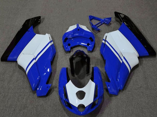 2003-2004 Ducati 749 999 Motorcycle Fairings - White Blue Glossy Black
