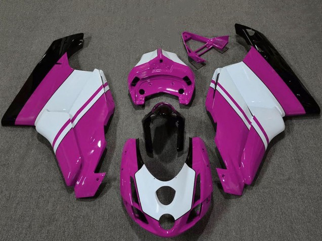 2003-2004 Ducati 749 999 Motorcycle Fairings - White Pink Glossy Black