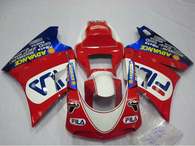 1993-2005 Ducati 748 916 996 998 Motorcycle Fairings - White Red Blue Fila