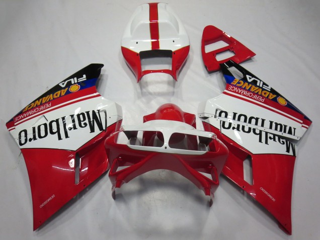 1993-2005 Ducati 748 916 996 998 Motorcycle Fairings - White Red Glossy Black Marlboro