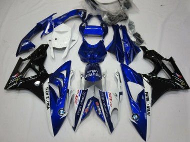 Shop 2009-2014 BMW S1000RR Motorcycle Fairings - White Blue Glossy Black Virgin Atlantic