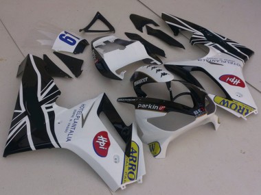 Shop 2006-2008 Triumph Daytona 675 Motorcycle Fairings - White Glossy Black with Flag