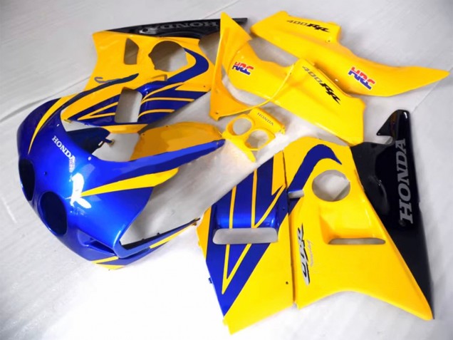 1987-1989 Honda CBR400RR NC23 Motorcycle Fairings - Yellow Blue Glossy Black