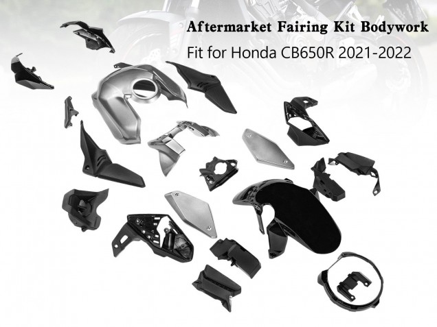 2019-2022 Honda CB650R Motorcycle Fairings - Silver Black