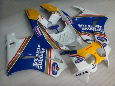 Shop 1988-1992 Honda VFR400R NC30 Motorcycle Fairings - White Blue Yellow Rothmans