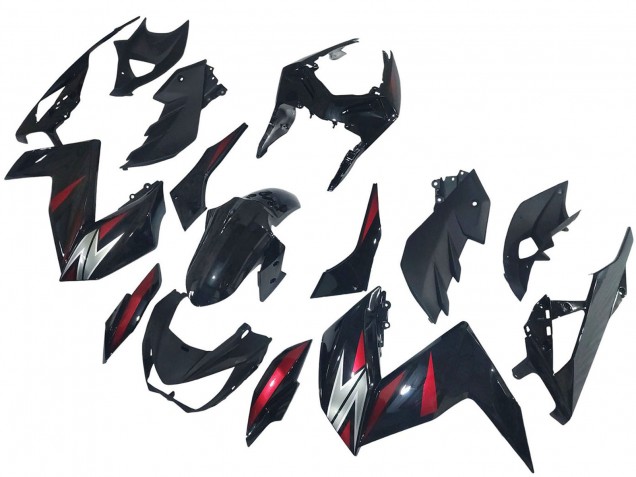 2015-2016 Kawasaki Z250/Z300 Motorcycle Fairings - Glossy Black Red Silver