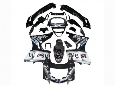 Shop 1993-2007 Kawasaki ZZR400 Motorcycle Fairings - Glossy Black White West