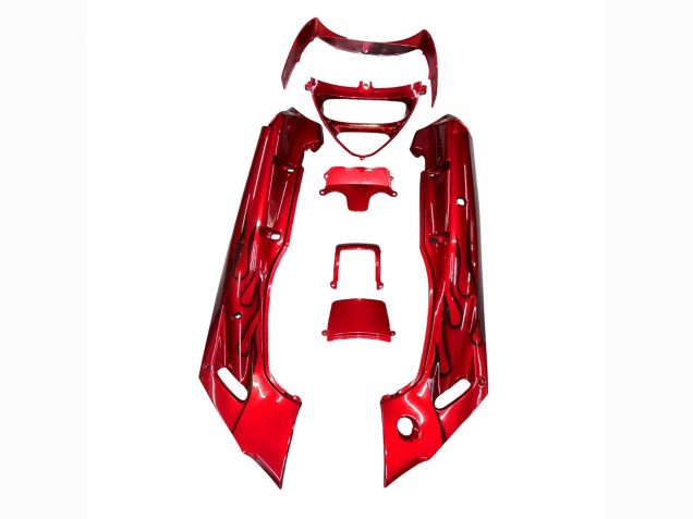 1993-2007 Kawasaki ZZR400 Motorcycle Fairings - Red Black Flame