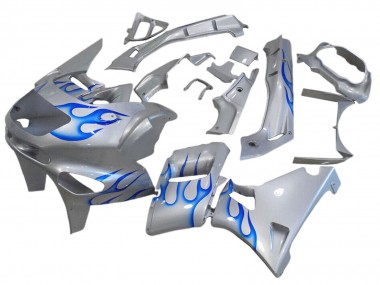 Shop 1993-2007 Kawasaki ZZR400 Motorcycle Fairings - White Blue Flame