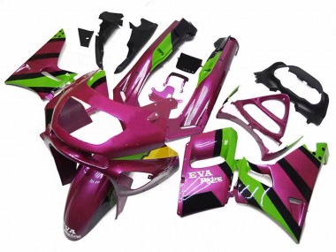 Shop 1993-2007 Kawasaki ZZR400 Motorcycle Fairings - Deep Pink Green EVA Racing