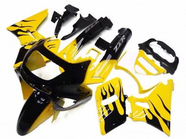 Shop 1993-2007 Kawasaki ZZR400 Motorcycle Fairings - Yellow Black Flame