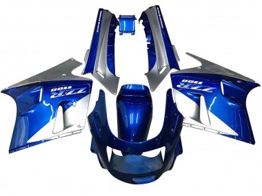 Shop 1990-1992 Kawasaki ZZR1100 Motorcycle Fairings - Blue White Grey