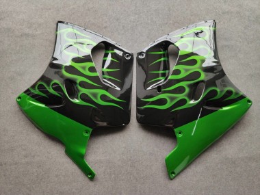 Shop 1993-2003 Kawasaki ZZR1100 Motorcycle Fairings - Glossy Black Green Flame