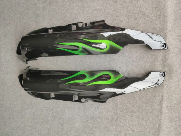 1993-2003 Kawasaki ZZR1100 Motorcycle Fairings - Glossy Black Green Flame