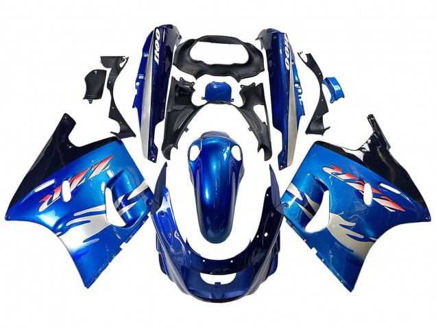 1993-2003 Kawasaki ZZR1100 Motorcycle Fairings - Blue Silver Black