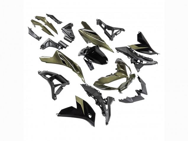 2022-2025 Kawasaki Versys 650 Motorcycle Fairings - Dark Green Black