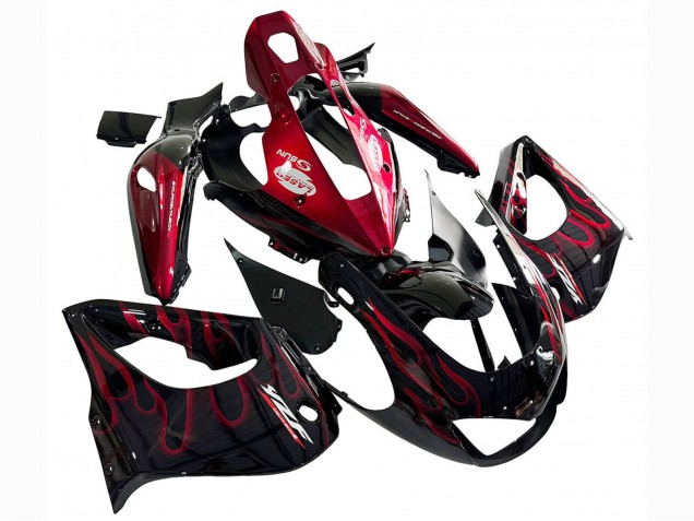 1997-2007 Yamaha YZF 1000R Thunderace Motorcycle Fairing Kits - Black with Red Flame