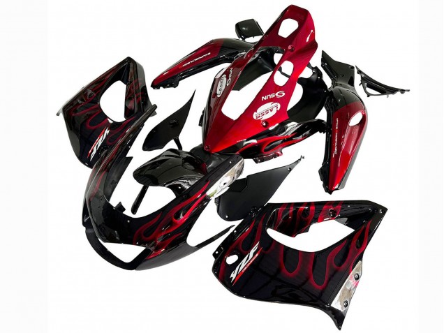 1997-2007 Yamaha YZF 1000R Thunderace Motorcycle Fairing Kits - Black with Red Flame