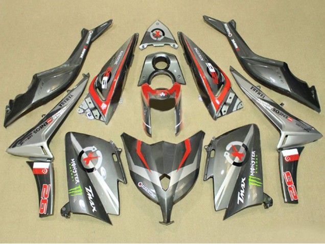 2012-2014 Yamaha TMAX530 Motorcycle Fairings - Grey Red Monster ENEOS