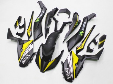Shop 2017-2021 Yamaha XMAX300 Motorcycle Fairings - Matte Black Yellow MoviStar ENEOS 46