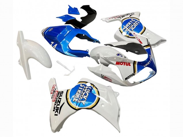 2003-2013 Suzuki SV650 Motorcycle Fairings - White Blue Lucky Strike Motul
