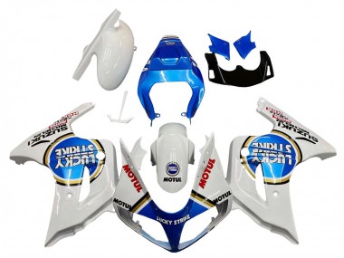 Shop 2003-2013 Suzuki SV650 Motorcycle Fairings - White Blue Lucky Strike Motul