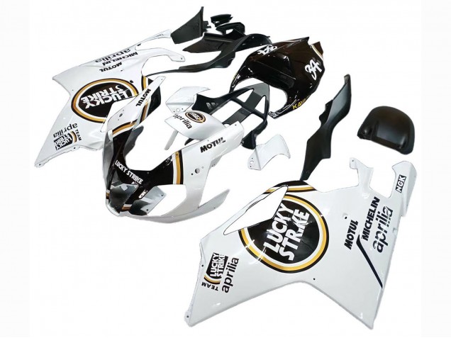 2003-2006 Aprilia RSV1000 Motorcycle Fairings - White Black Lucky Strike Motul Michelin