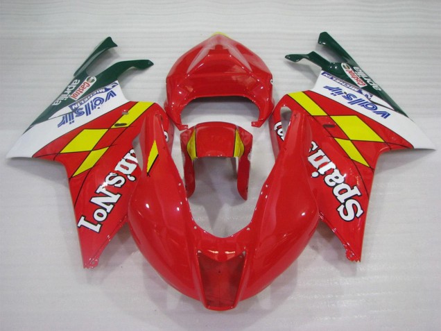 2003-2006 Aprilia RSV1000 Motorcycle Fairings - Red Yellow White Spains No1 Valsir Castrol