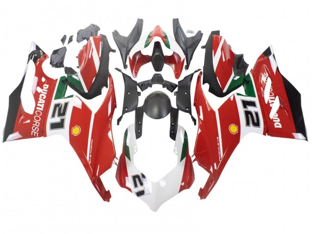 2020-2024 Ducati Panigale V2 Motorcycle Fairings - White Red Green Matte Black Corse 21