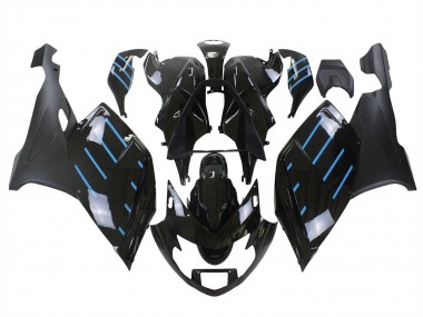 Shop 2005-2010 BMW K1200S Motorcycle Fairings - Glossy Black Matte Black Blue Lines