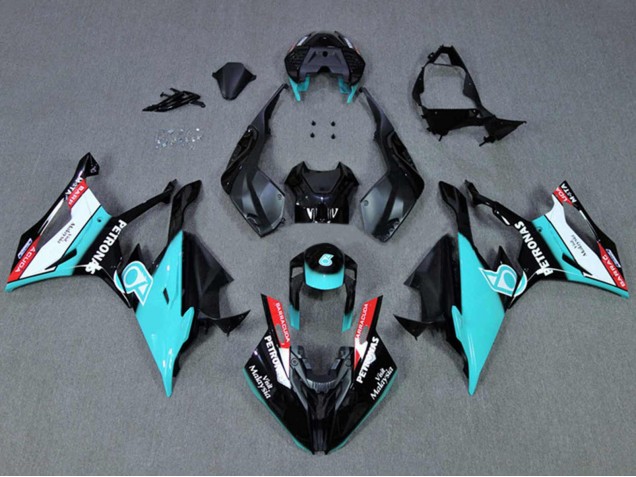2019-2022 BMW S1000RR Motorcycle Fairings - Black Cyan Petronas