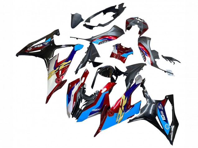 2019-2022 BMW S1000RR Motorcycle Fairing - White Blue Red Black