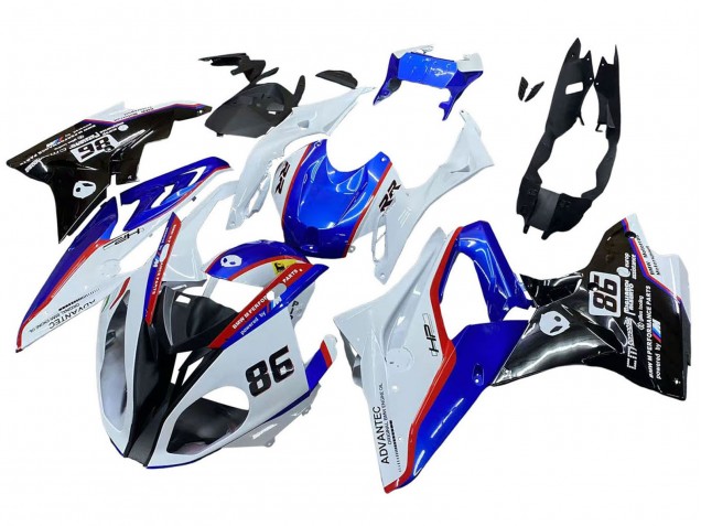 2017-2018 BMW S1000RR Bike Fairings - White Blue Red Glossy Black