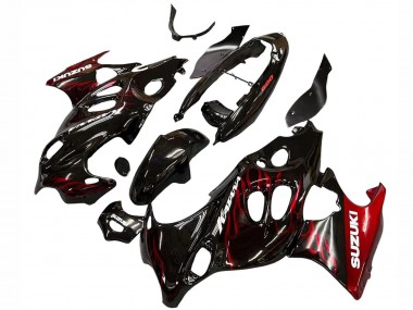 Shop 2004-2006 Suzuki GSX600F/GSX750F Motorcycle Fairings - Glossy Black Red Flame