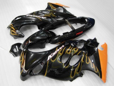 Shop 2004-2006 Suzuki GSX600F/GSX750F Motorcycle Fairings - Glossy Black Orange Flame Katana