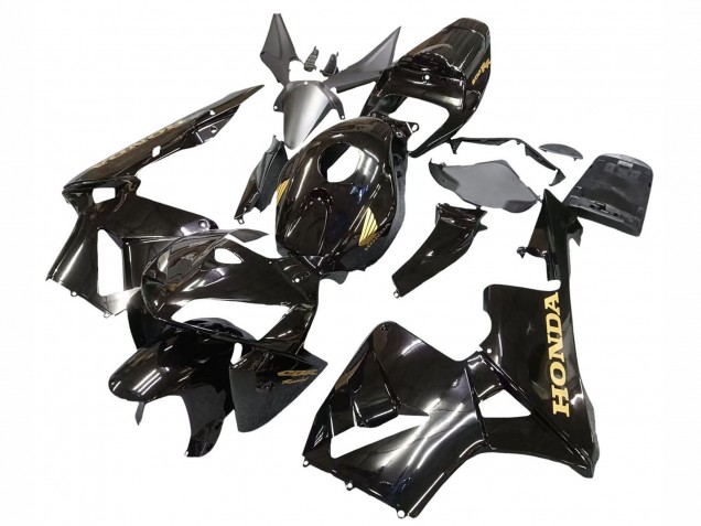 2005-2006 Honda CBR600RR Motorcycle Fairings - Black with Gold Logo