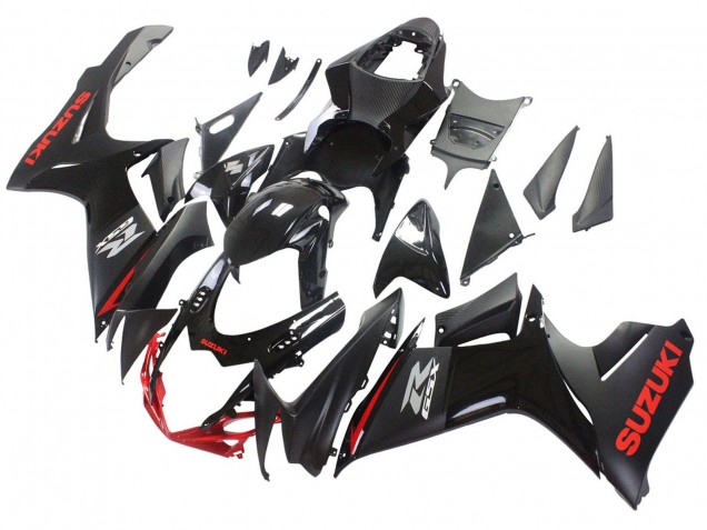 2011-2024 Suzuki GSXR 600 / GSXR 750 Motorcycle Fairings - Black Grey Red Line