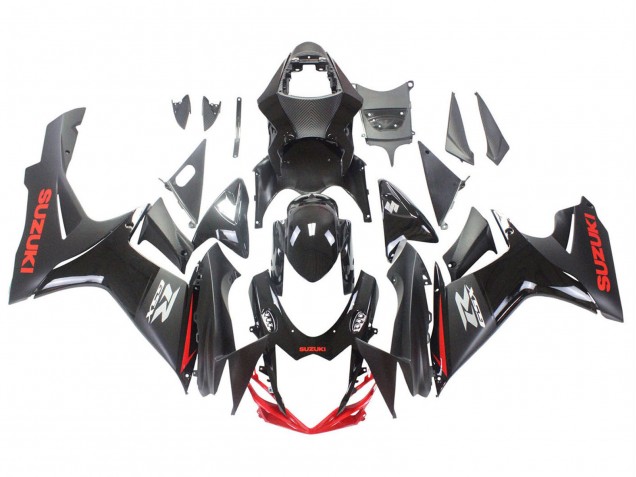 2011-2024 Suzuki GSXR 600 / GSXR 750 Motorcycle Fairings - Black Grey Red Line