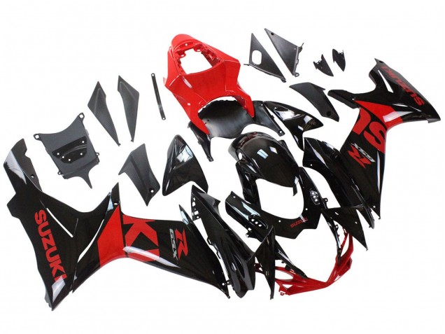 2011-2024 Suzuki GSXR 600 / GSXR 750 Motorcycle Fairing Kits - Red Glossy Black