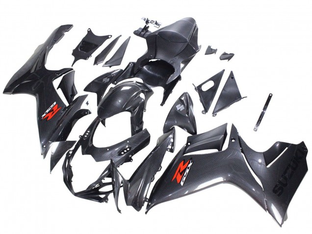 2011-2024 Suzuki GSXR 600 / GSXR 750 Motorcycle Fairings - Black Carbon Fiber Red