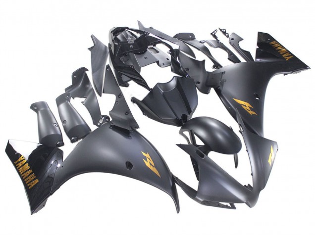 2012-2014 Yamaha YZF 1000 R1 Motorcycle Fairings - Matte Black Gold Decals