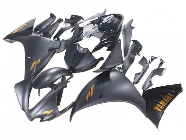 2012-2014 Yamaha YZF 1000 R1 Motorcycle Fairings - Matte Black Gold Decals