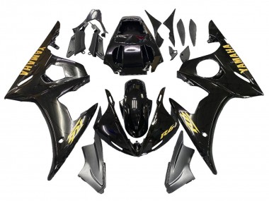 Shop 2003-2004 Yamaha YZF R6 Motorcycle Fairings - Glossy Black Gold Decals