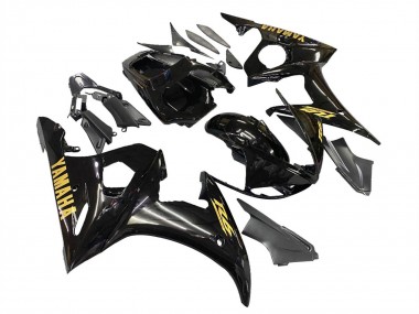 Shop 2006-2009 Yamaha YZF R6S Motorcycle Fairings - Glossy Black Gold Decals