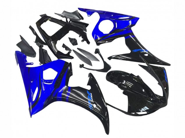2006-2009 Yamaha YZF R6S Motorcycle Fairings - Blue Glossy Black