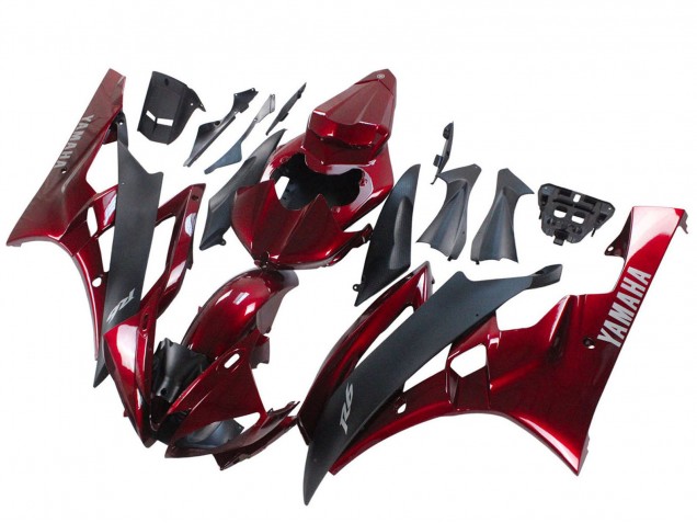 2006-2007 Yamaha YZF 600 R6 Motorcycle Fairing - Red Matte Black
