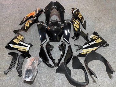 Shop 2021-2025 Kawasaki ZX10R Motorcycle Fairings - Glossy Black Gold Elf Snow