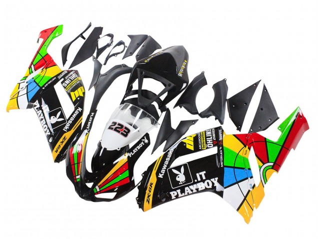 2007-2008 Kawasaki ZX6R Motorcycle Fairings - Colorful Playboy 223